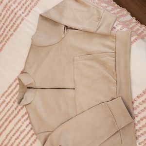 Tahari cropped ultrasuede half zip size large